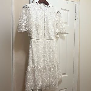 White embroidered lace dress
